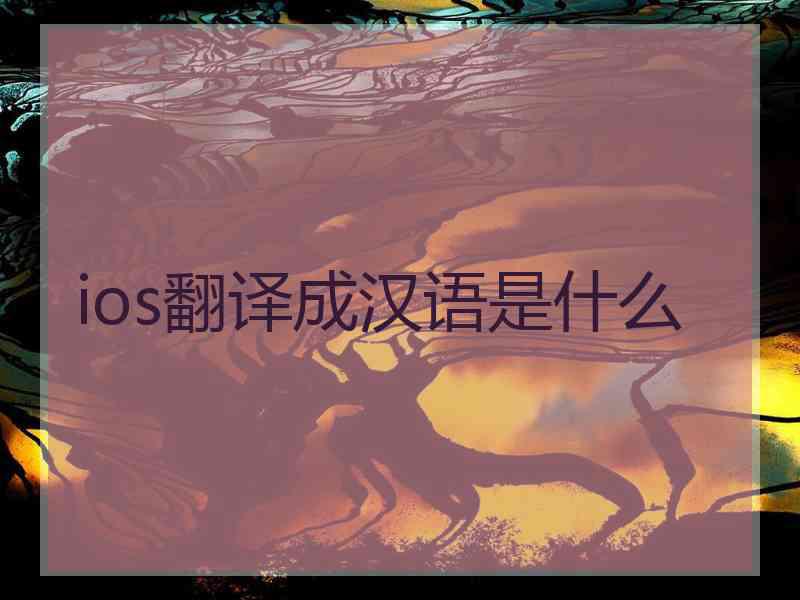 ios翻译成汉语是什么
