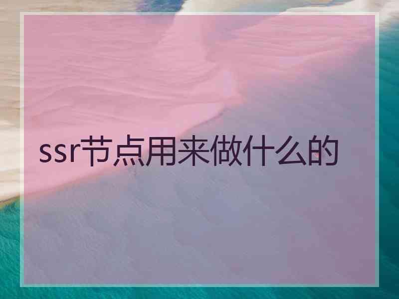 ssr节点用来做什么的