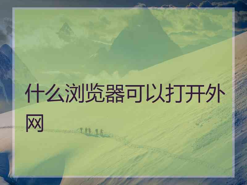 什么浏览器可以打开外网