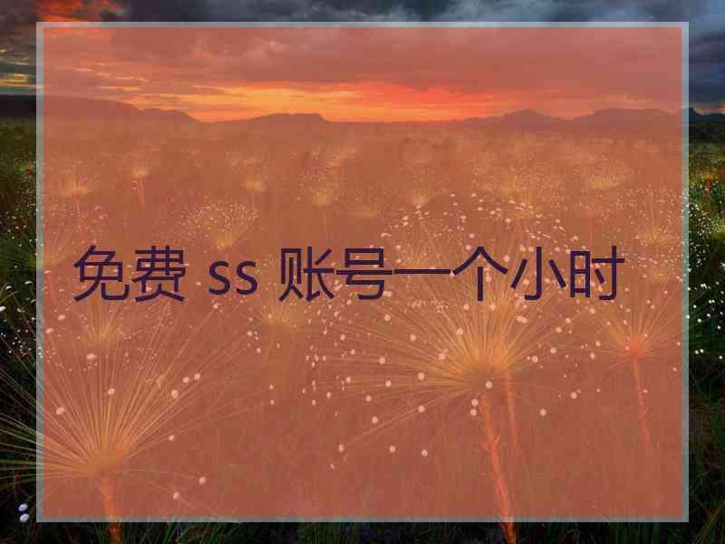 免费 ss 账号一个小时