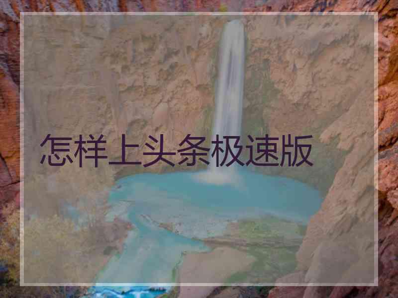 怎样上头条极速版