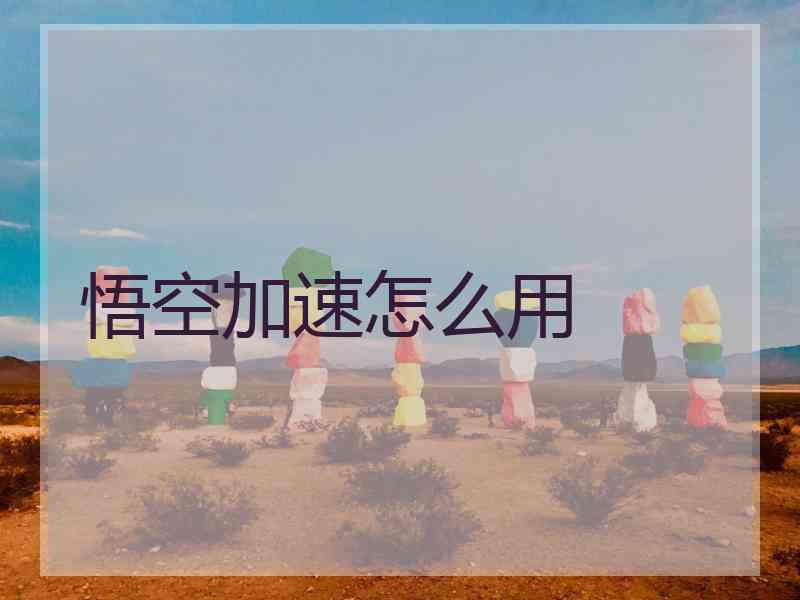 悟空加速怎么用