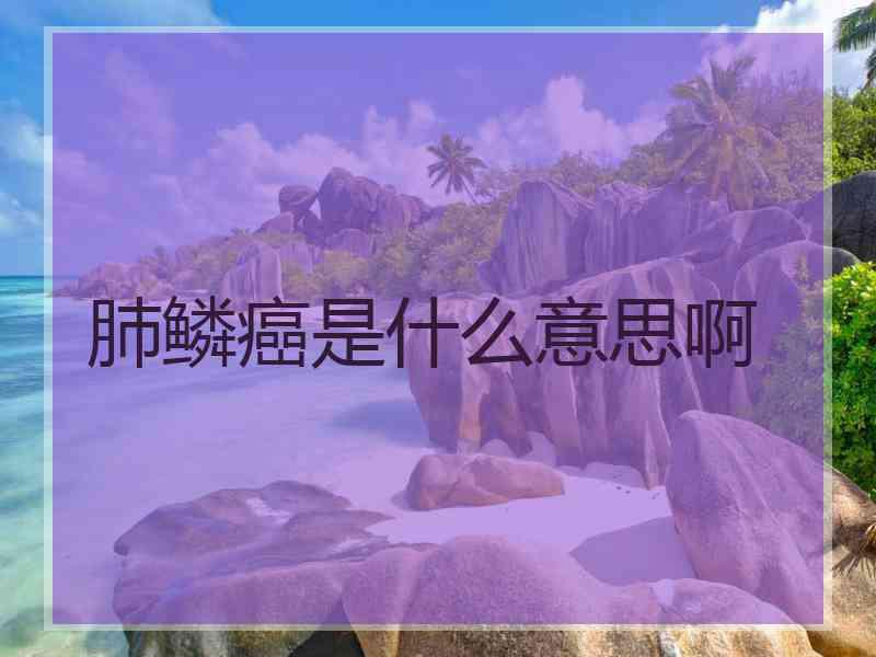 肺鳞癌是什么意思啊