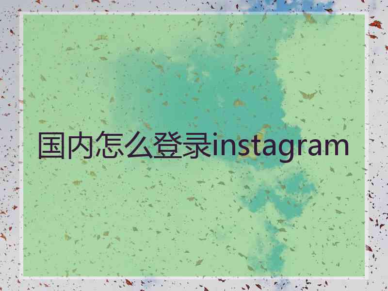 国内怎么登录instagram